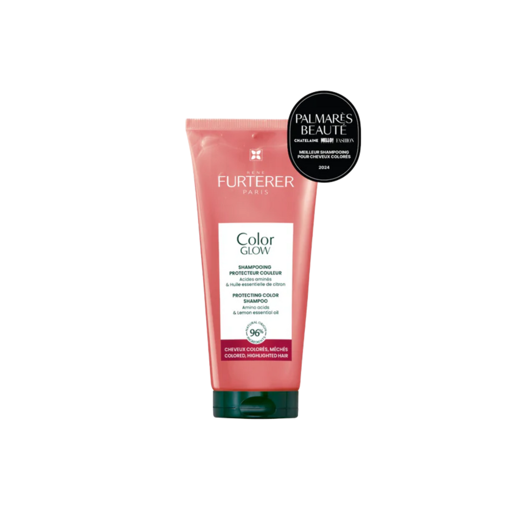 Tube de Shampoing René Furterer Color Glow protecteur couleur, 200 ml, sur fond neutre.