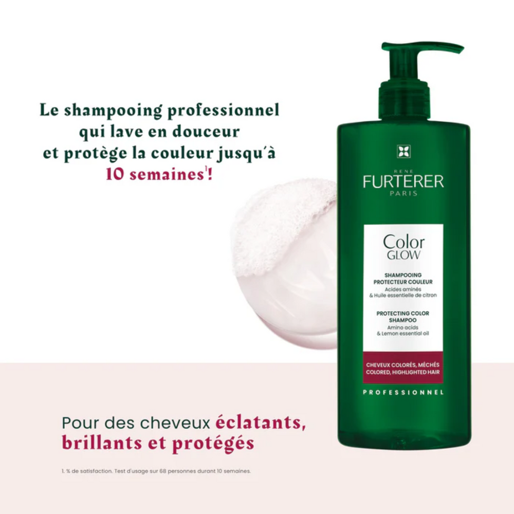 Flacon 500 ml de Shampooing René Furterer Color Glow, format économique pour protéger la couleur des cheveux.