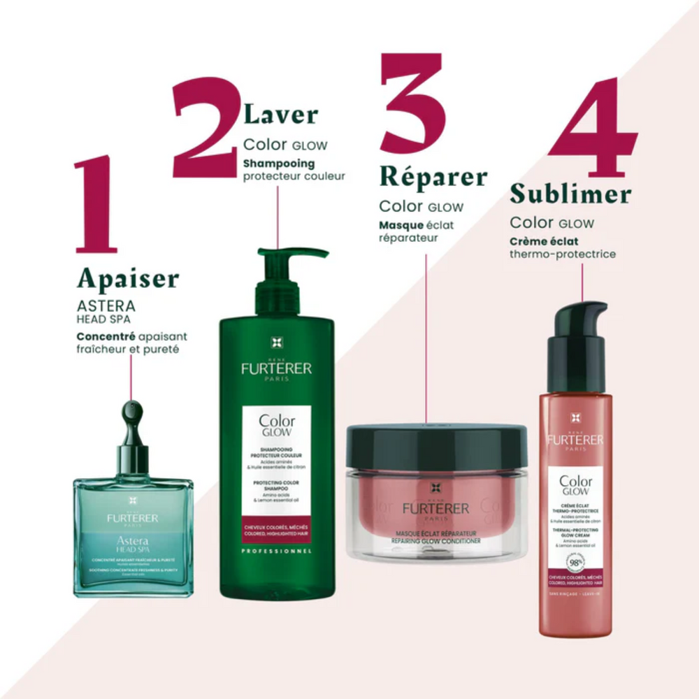 Flacon 500 ml de Shampooing René Furterer Color Glow, format économique pour protéger la couleur des cheveux.