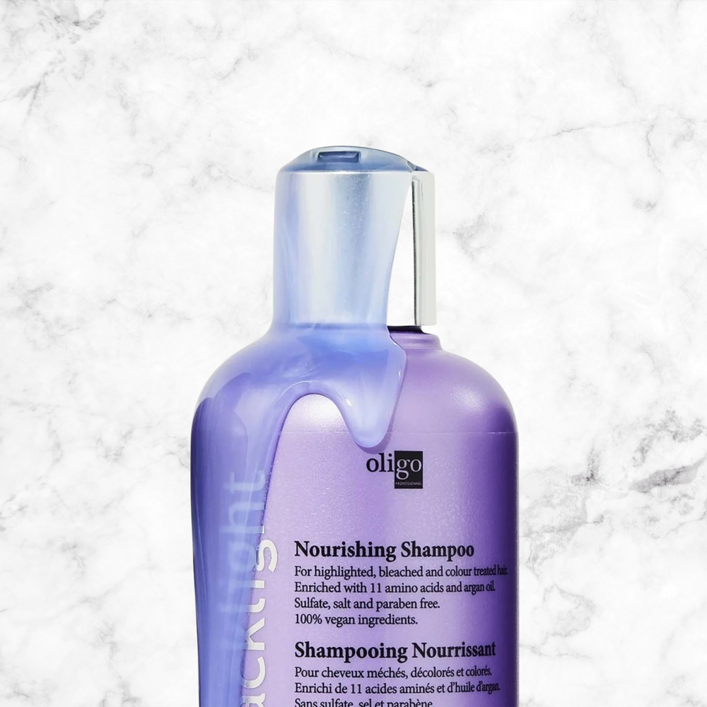 « Flacon du Shampooing Nourishing Oligo Professionnel – soin hydratant pour cheveux colorés et décolorés »