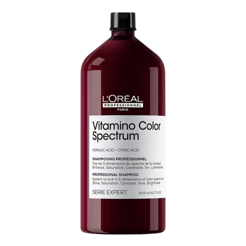 Flacon du shampooing Vitamino Color Spectrum L’Oréal Professionnel, soin pour cheveux colorés.