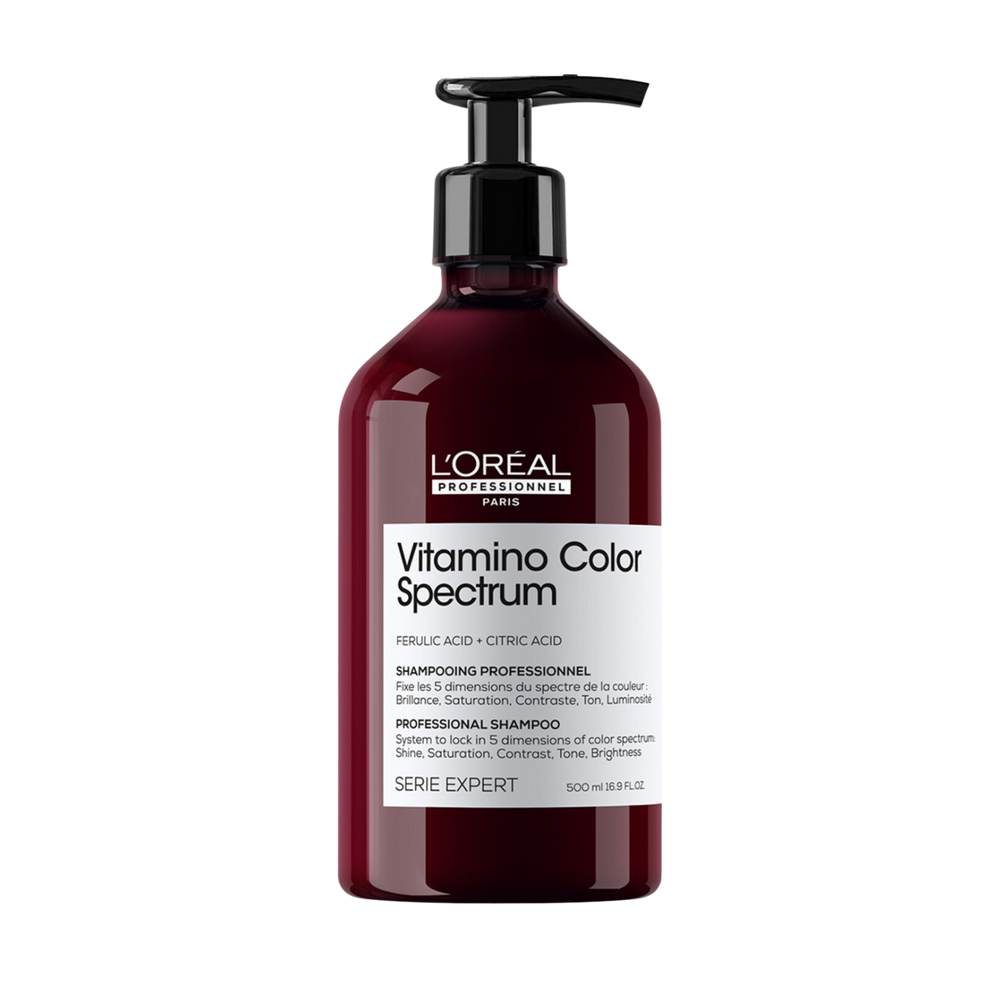 Flacon du shampooing Vitamino Color Spectrum L’Oréal Professionnel, soin pour cheveux colorés.