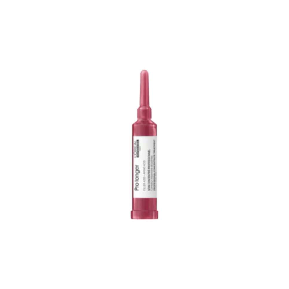 Flacon du Soin Concentré Pro Longer Ends Filler de L'Oréal Professionnel, traitement capillaire pour cheveux longs aux pointes affinées.