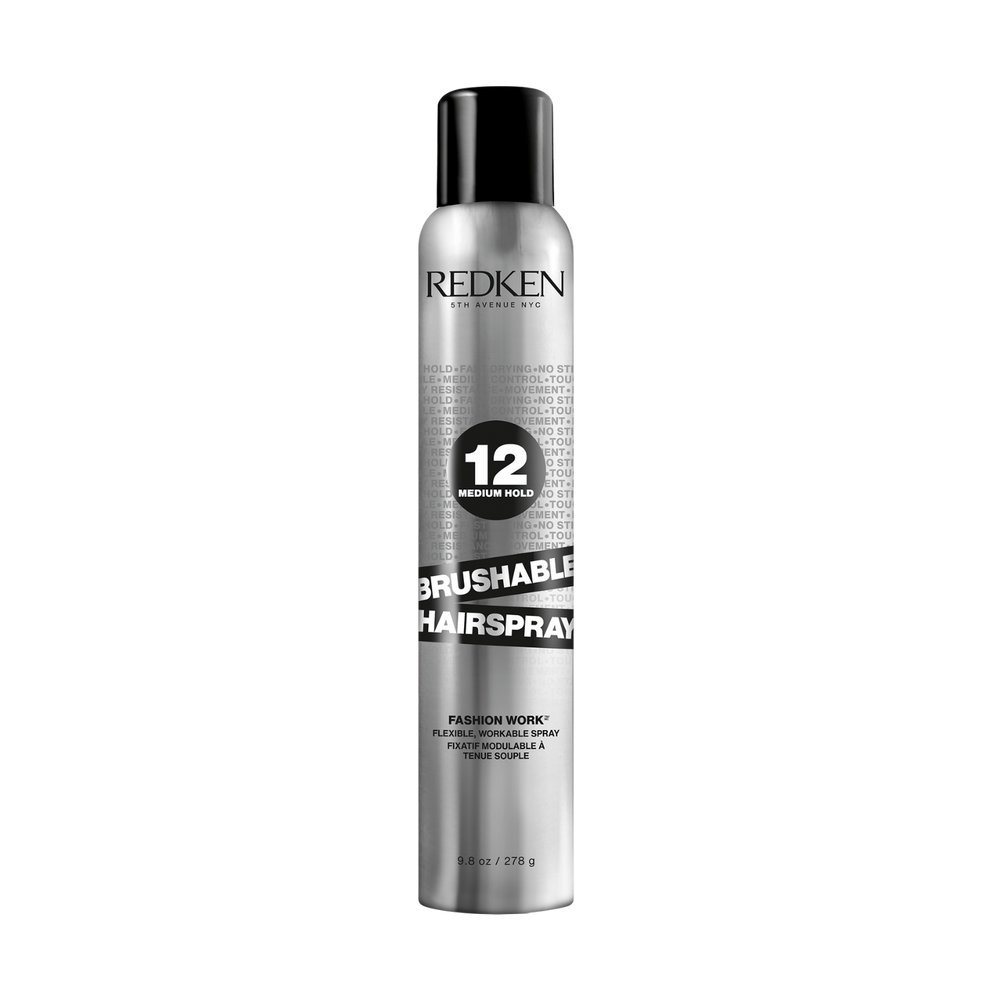 Aérosol du spray fixatif Fashion Work 12 Redken posé sur fond neutre