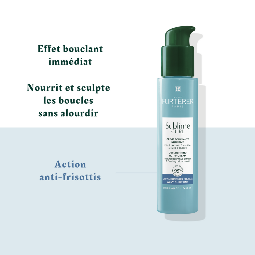 Flacon 100 ml de la Crème bouclante nutritive Sublime Curl René Furterer, sans silicone