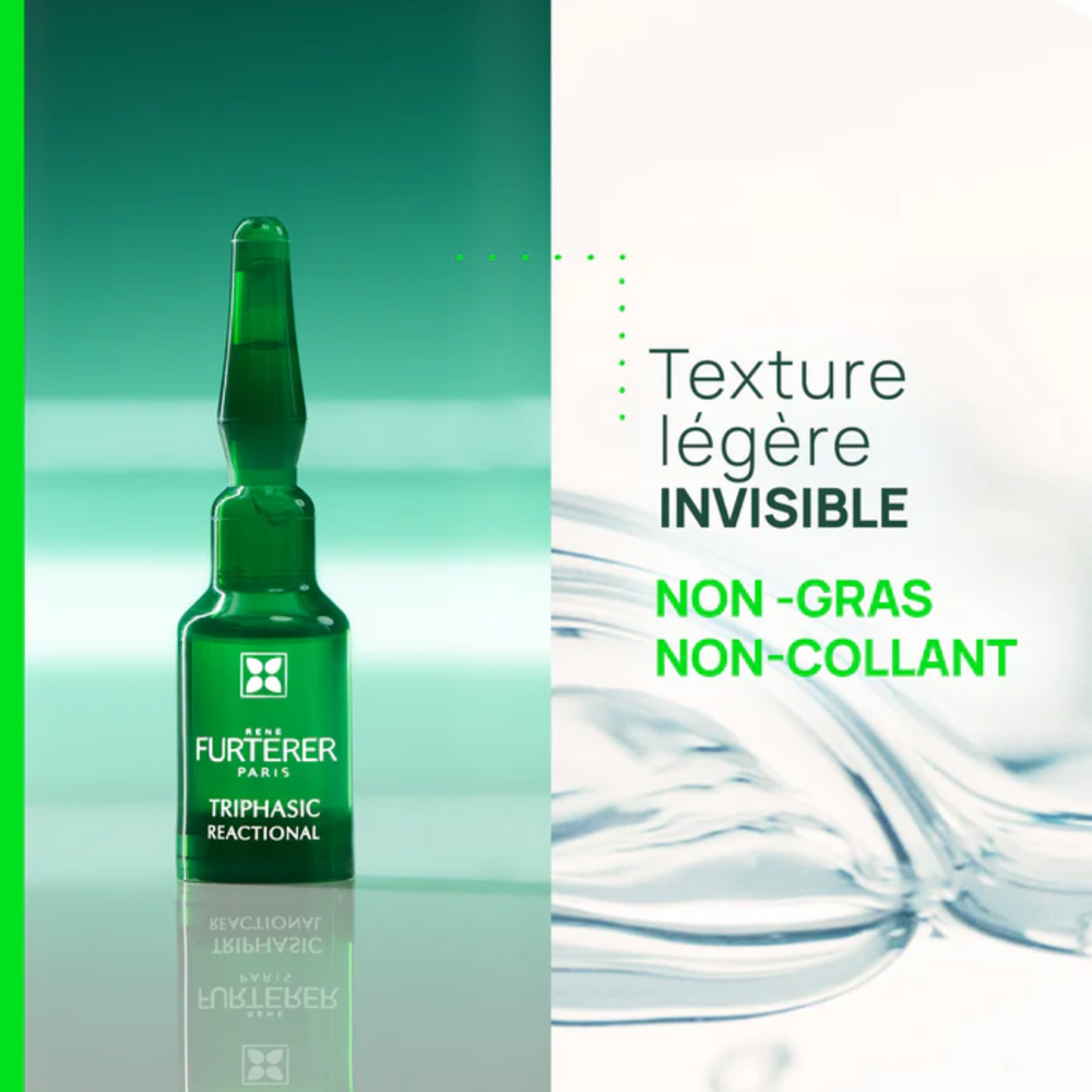 Coffret de 12 ampoules Triphasic Reactional 5 ml, traitement antichute René Furterer.