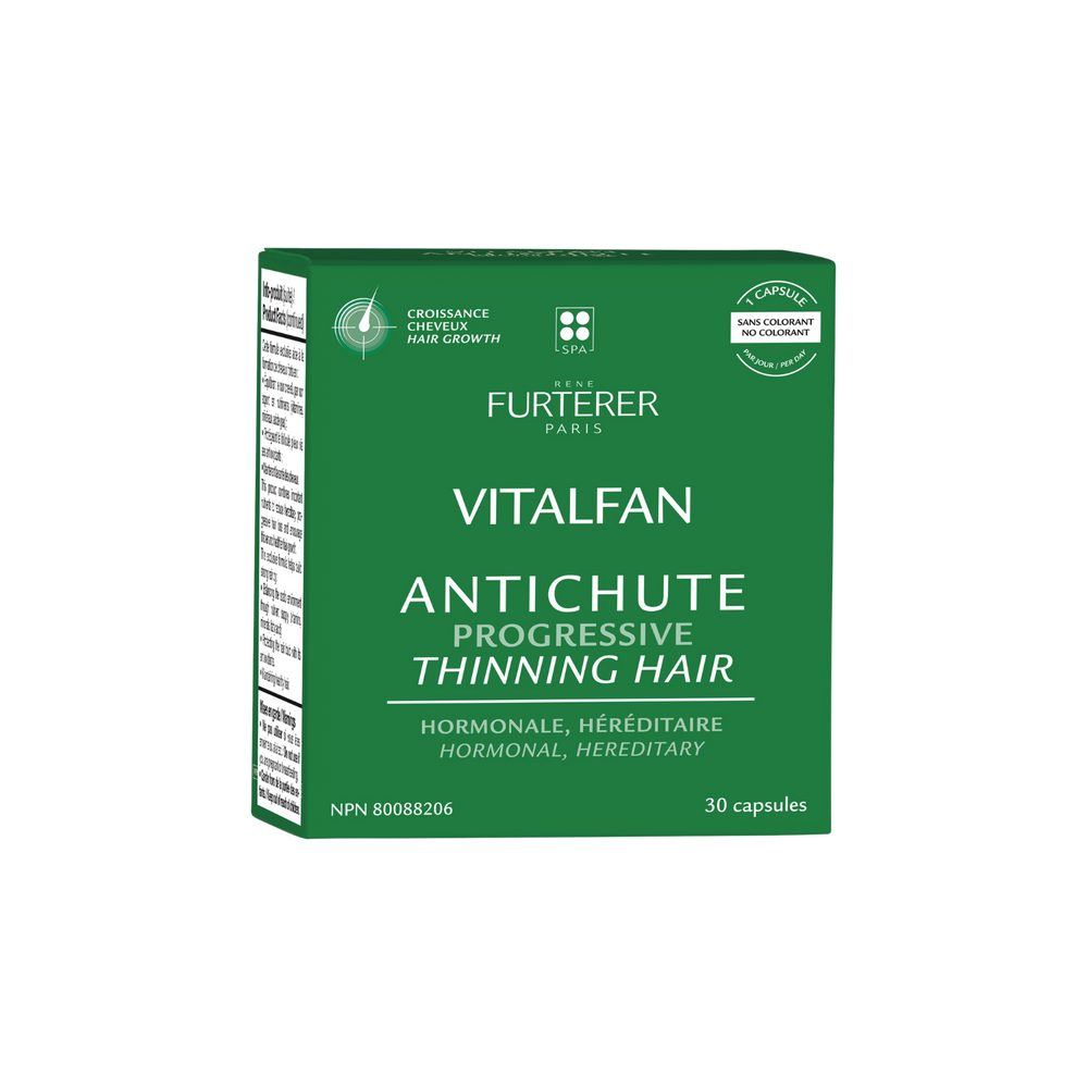 Boîte de 30 capsules Vitalfan Antichute Progressive René Furterer, lutte contre la chute de cheveux hormonale ou héréditaire