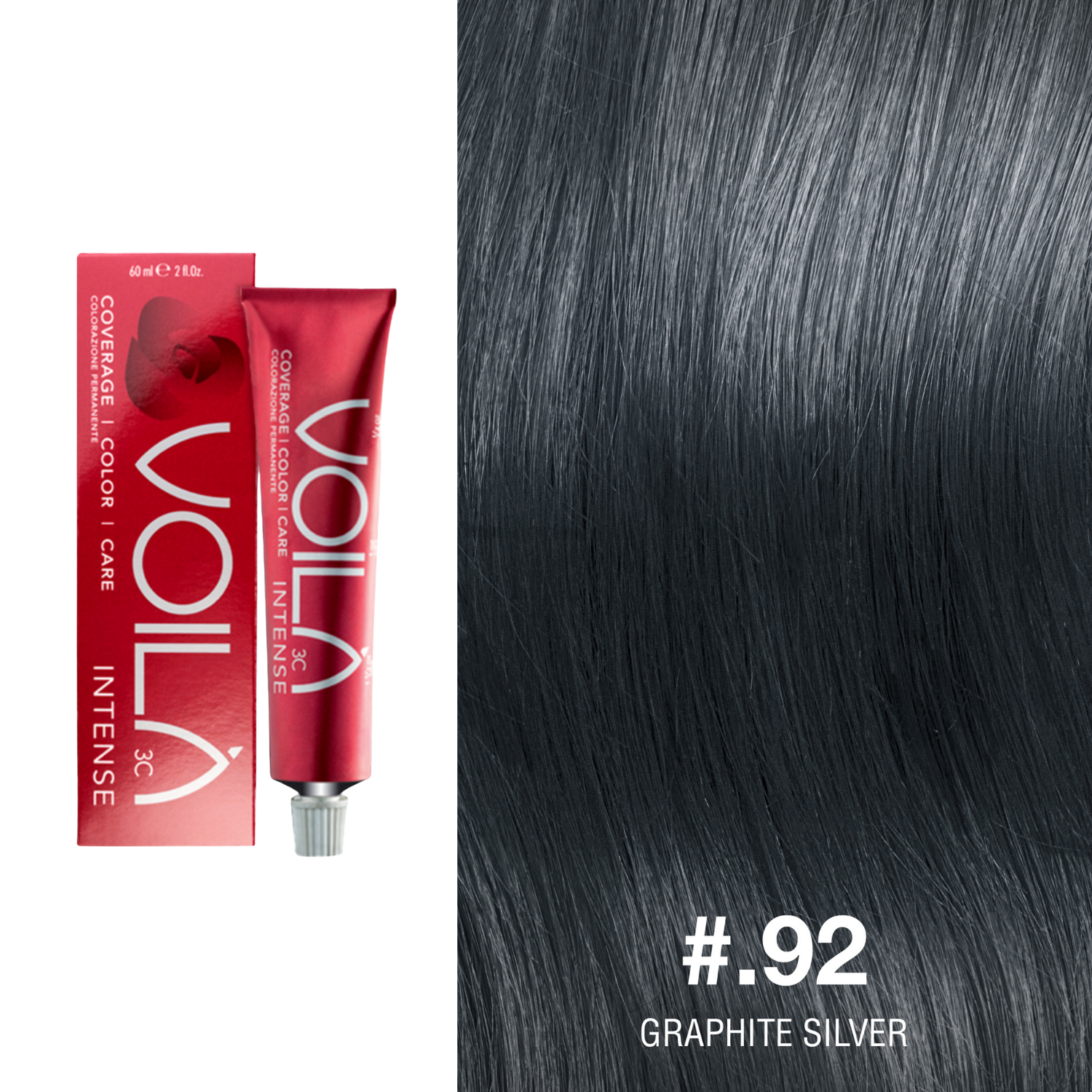 Tube de coloration permanente Voilà 60 ml pour cheveux – couleur intense et couverture totale des cheveux blancs