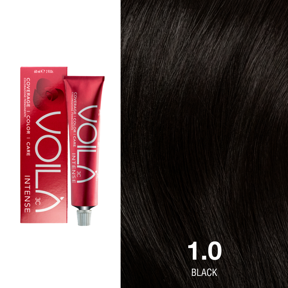 Tube de coloration permanente Voilà 60 ml pour cheveux – couleur intense et couverture totale des cheveux blancs