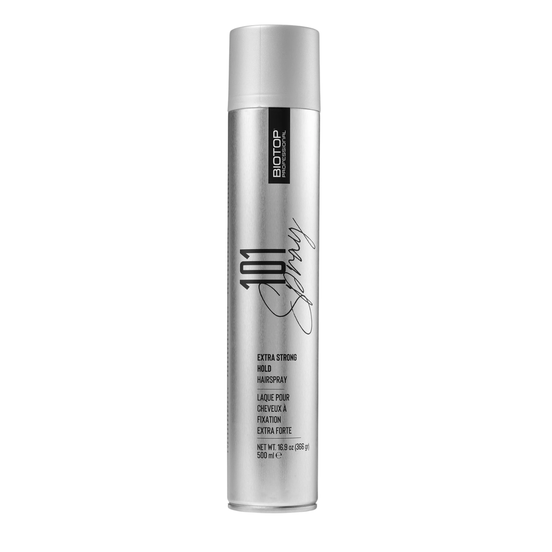 Flacon 500 ml du spray coiffant 101 Create Extra Strong Hold – tenue extrême et séchage rapide.

