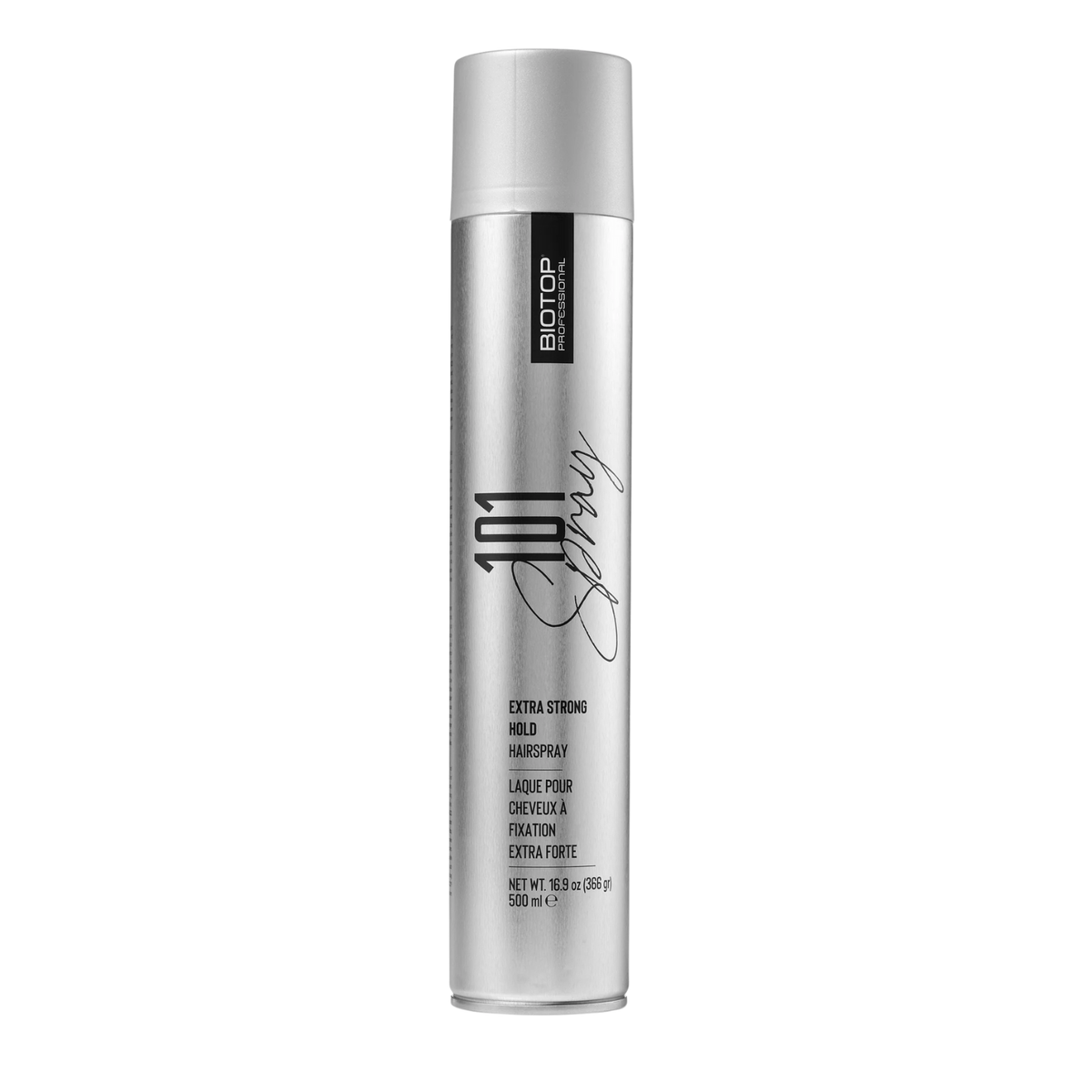 Flacon 500 ml du spray coiffant 101 Create Extra Strong Hold – tenue extrême et séchage rapide.

