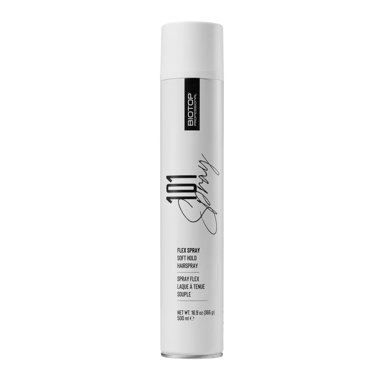 Flacon aérosol 500 ml du spray 101 Create Flex Hold – tenue douce et flexible.


