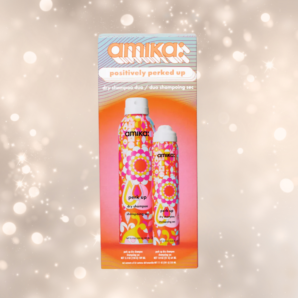 “Amika Positively Perked Up Duo – shampooing sec Perk Up en grand et petit format”