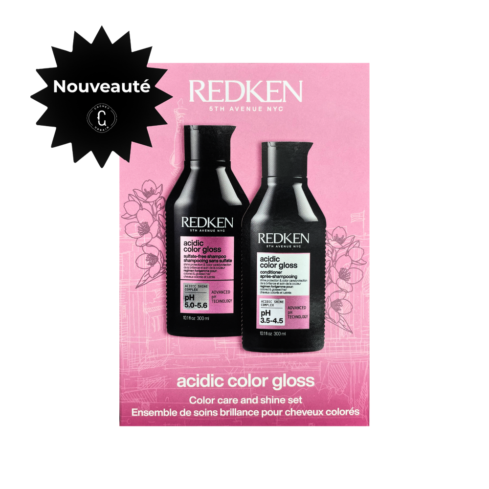 Duo Redken Acidic Color Gloss shampoing et revitalisant 300 ml pour cheveux colorés avec brillance intense et protection de la couleur.