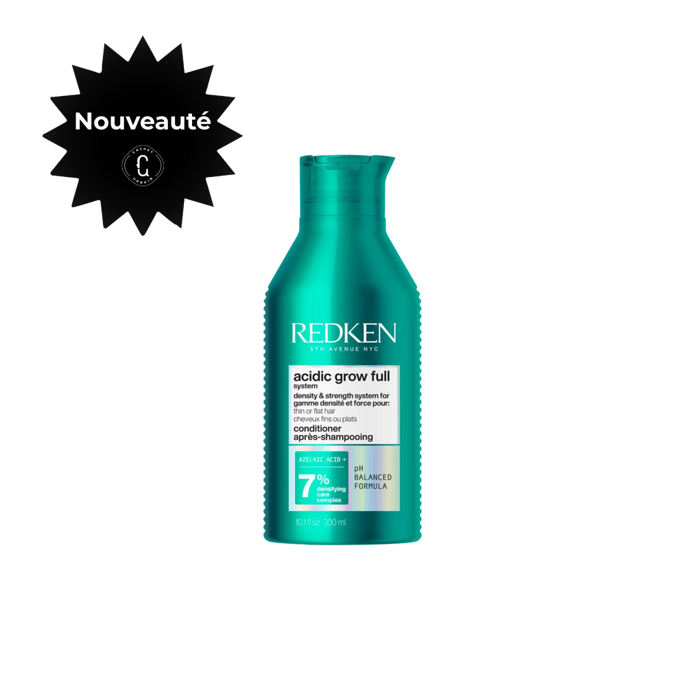 Redken Acidic Grow Full Densifying Conditioner pour cheveux fins et plats, après-shampoing volumisant professionnel.