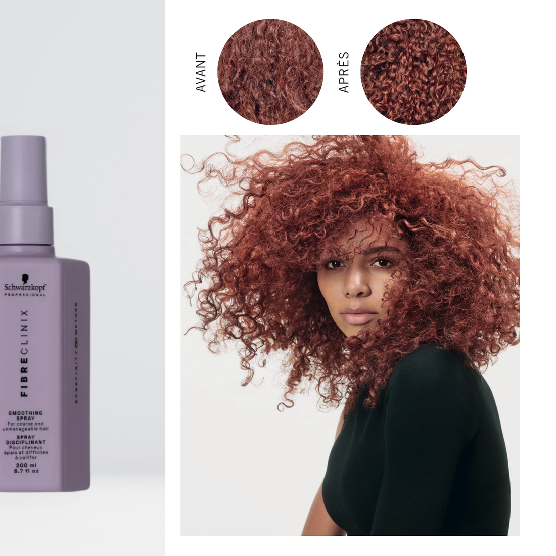 flacon de Schwarzkopf Professional Fibre Clinix De-Frizz Smoothing Spray lissant anti-frisottis 200 ml