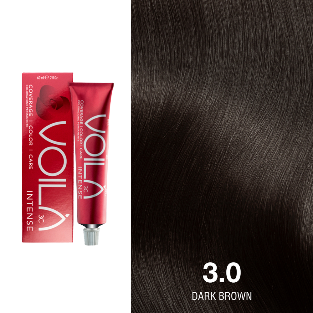 Tube de coloration permanente Voilà 60 ml pour cheveux – couleur intense et couverture totale des cheveux blancs