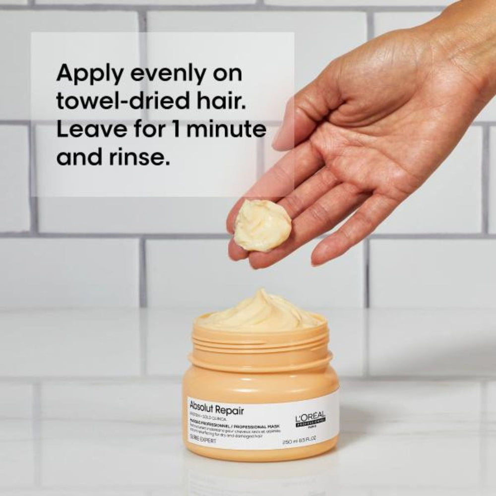 Masque Resurfaçant Instantané Absolut Repair L'Oréal Professionnel 250 ml sur fond blanc

