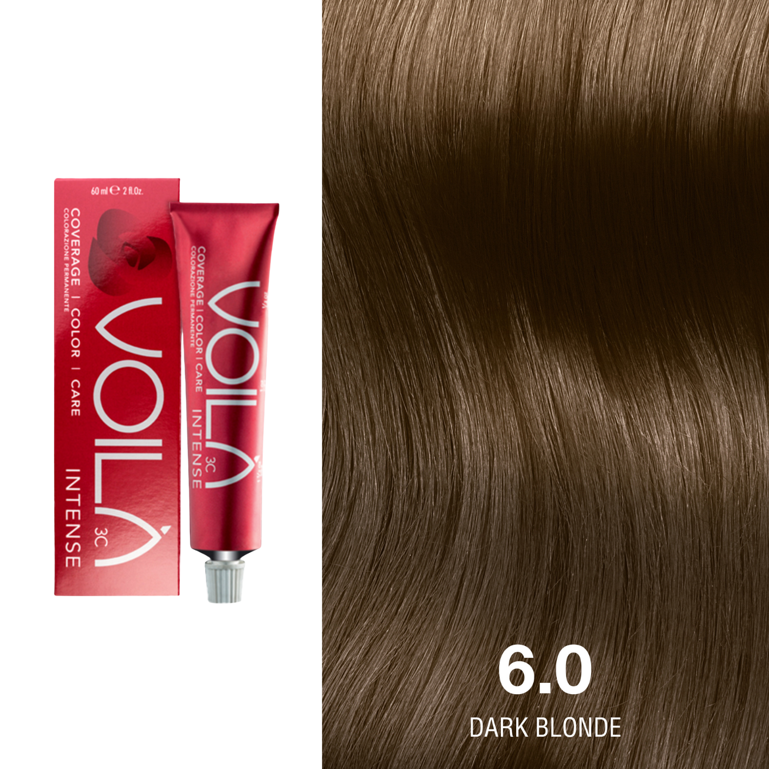 Tube de coloration permanente Voilà 60 ml pour cheveux – couleur intense et couverture totale des cheveux blancs