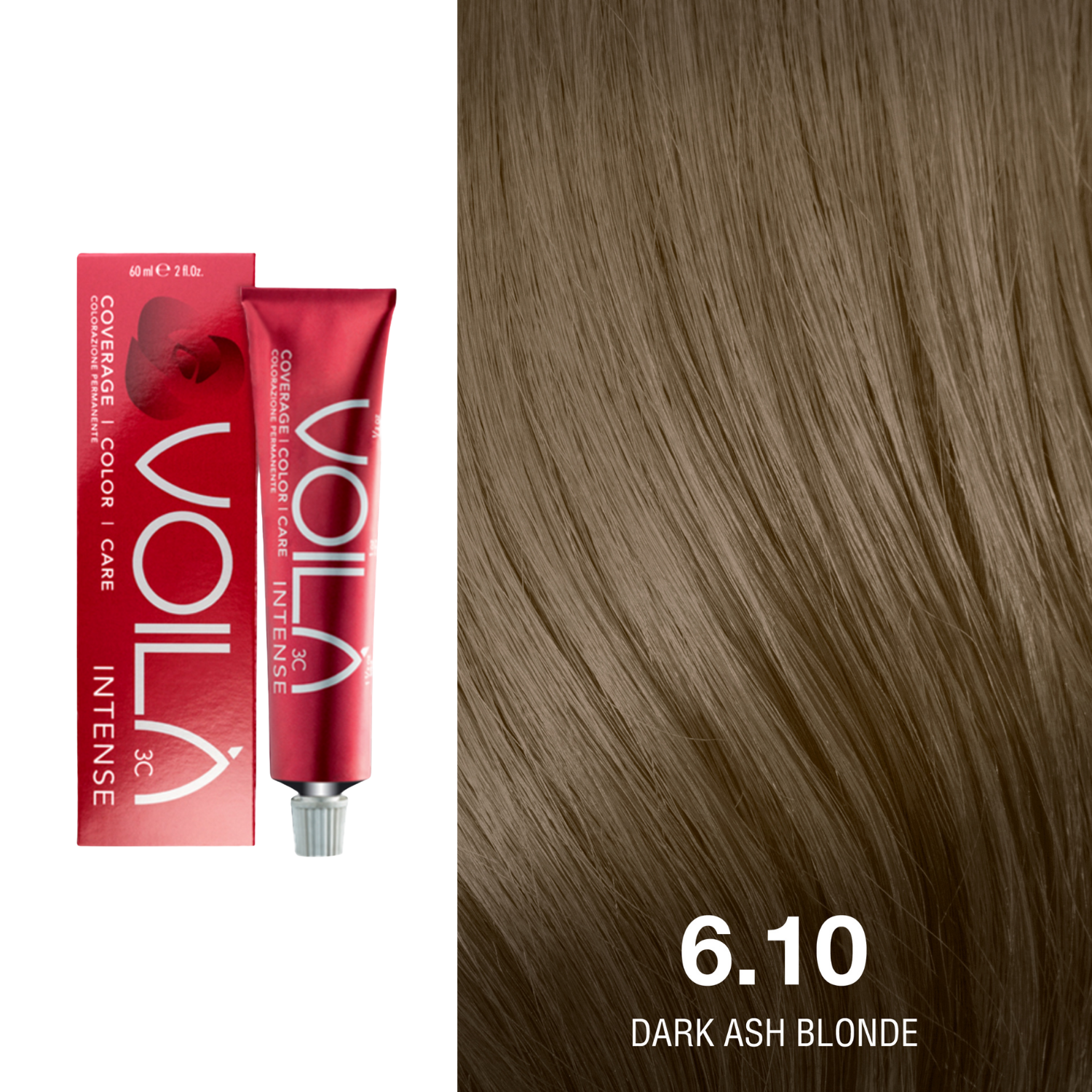 Tube de coloration permanente Voilà 60 ml pour cheveux – couleur intense et couverture totale des cheveux blancs