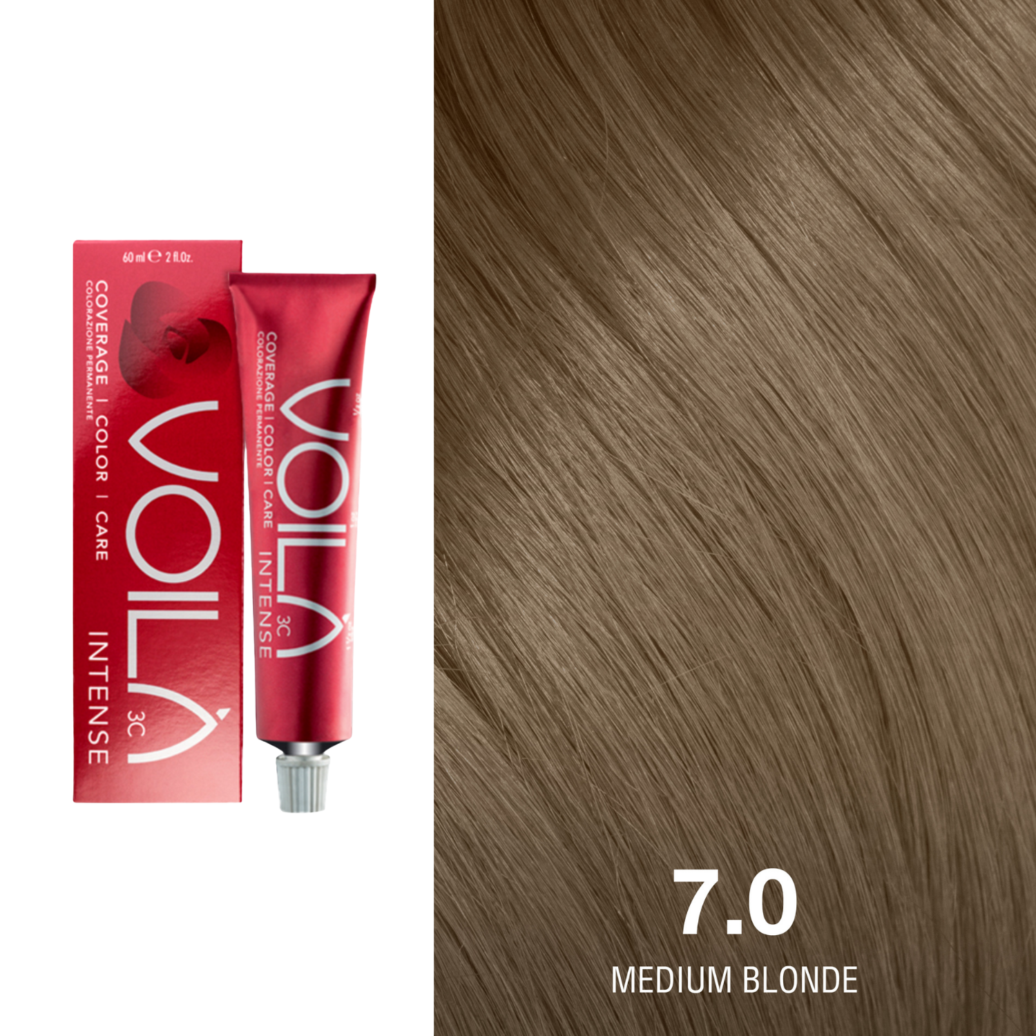 Tube de coloration permanente Voilà 60 ml pour cheveux – couleur intense et couverture totale des cheveux blancs