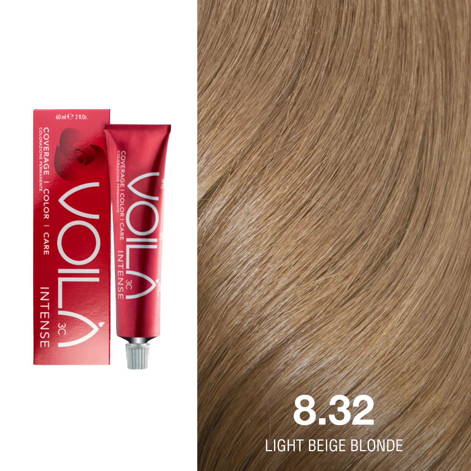 Tube de coloration permanente Voilà 60 ml pour cheveux – couleur intense et couverture totale des cheveux blancs