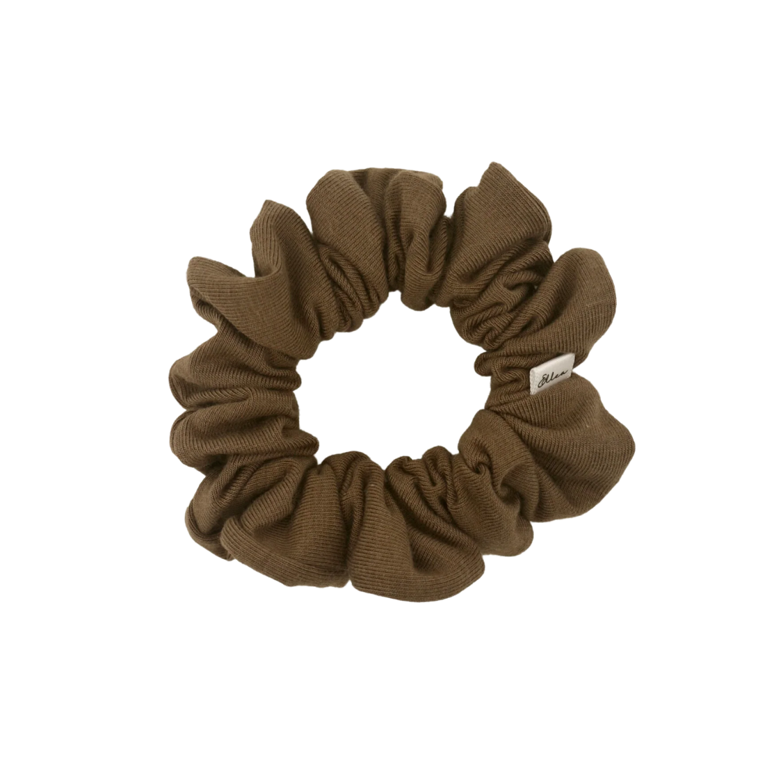 « Chouchou Americano Jersey beige sur fond neutre — accessoire cheveux doux et artisanal »