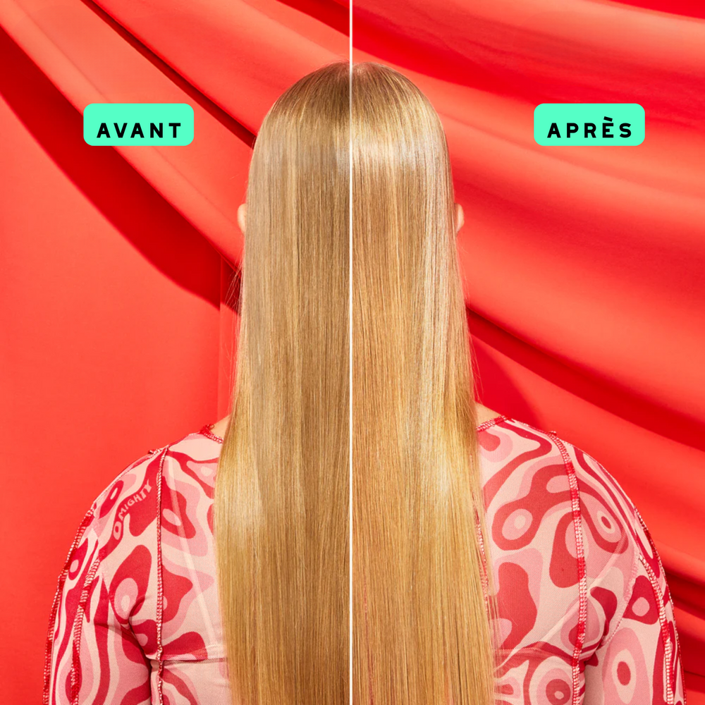 Flacon vaporisateur Amika Top Gloss Shine Spray, finition brillante ultra-légère pour cheveux éclatants.

