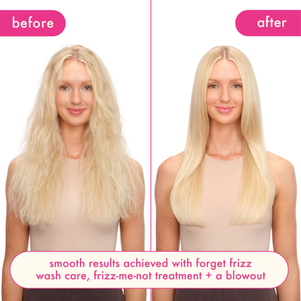 Flacon d’après-shampoing amika Forget Frizz pour cheveux lisses et sans frisottis

