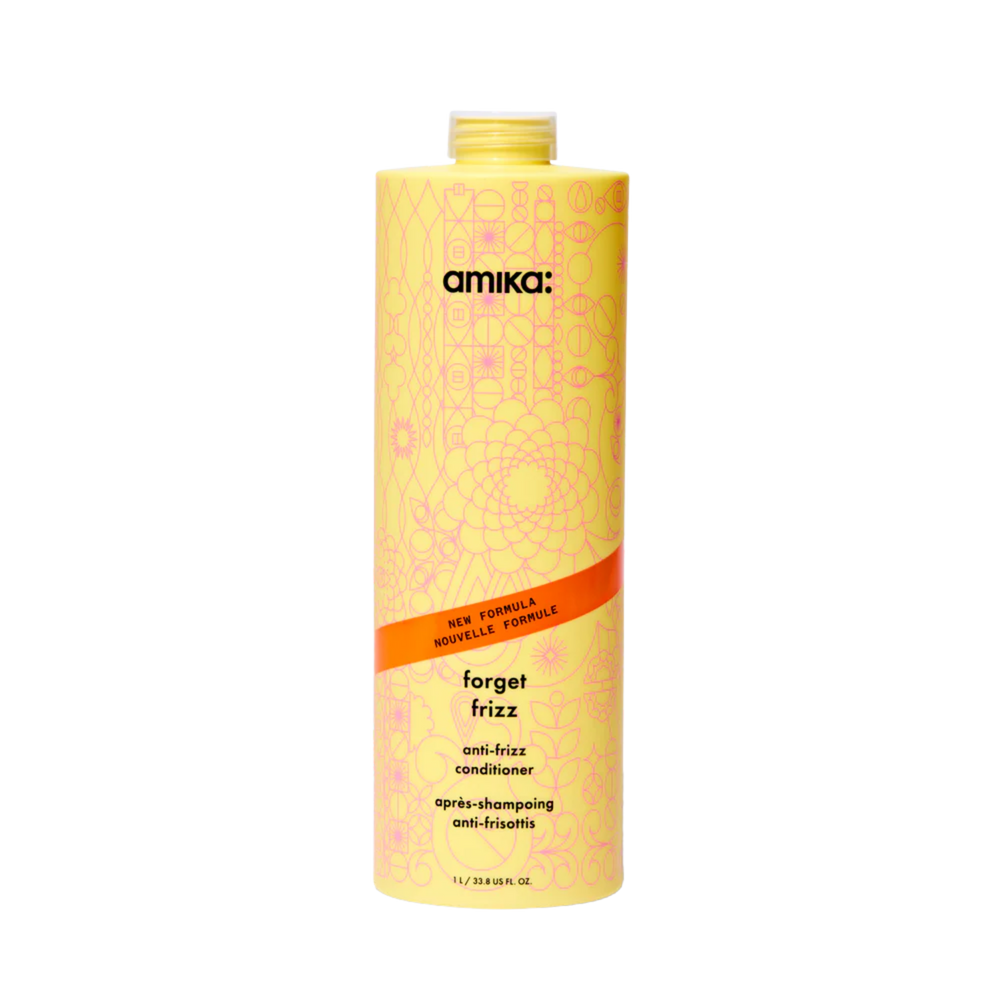 Flacon d’après-shampoing amika Forget Frizz pour cheveux lisses et sans frisottis

