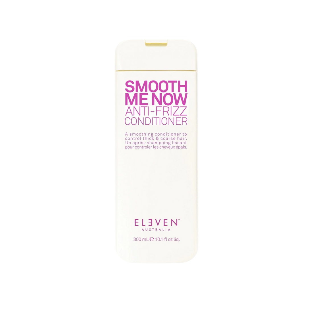 Flacon de l’après-shampoing Smooth Me Now Anti-Frizz Conditioner d’ELEVEN Australia, texture crémeuse