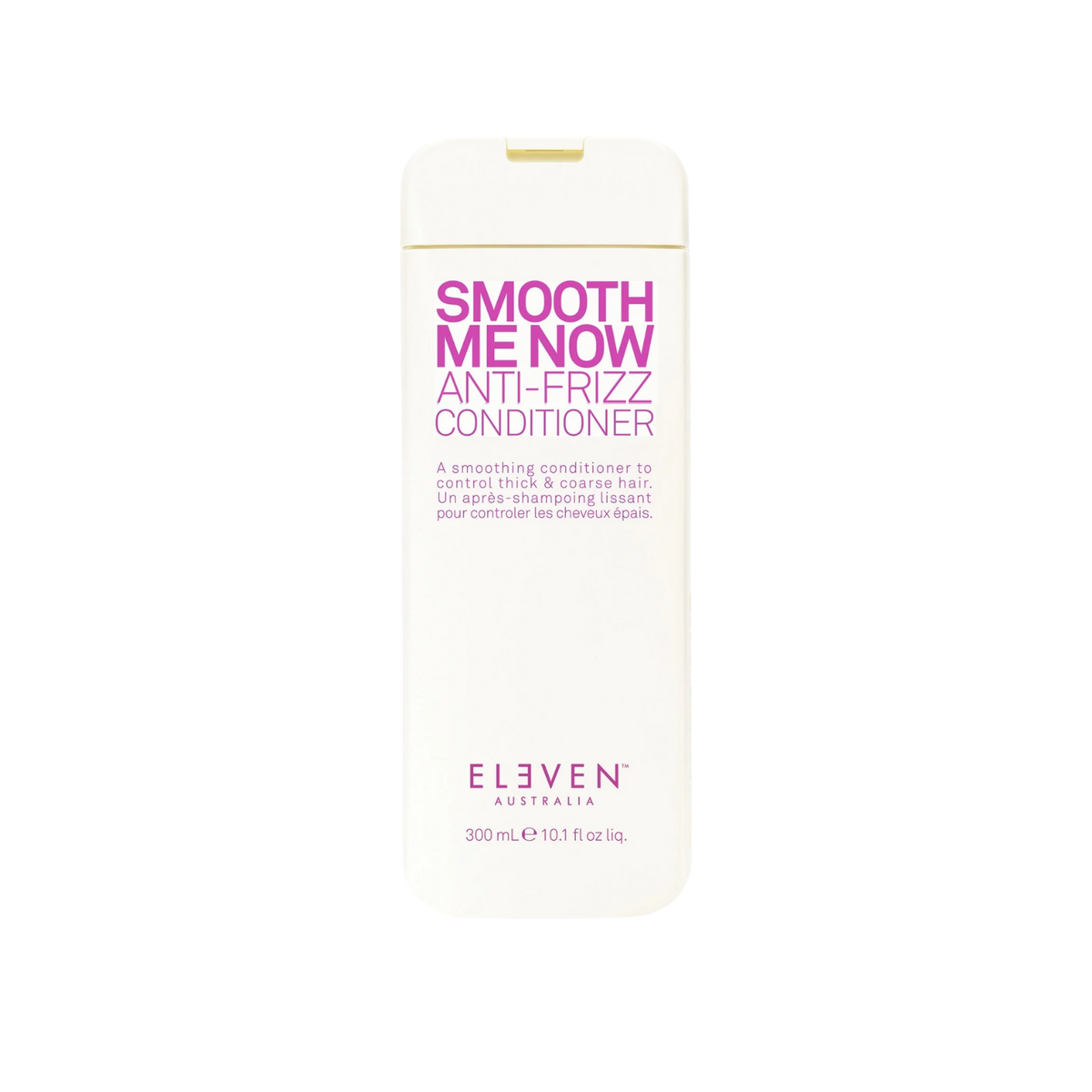 Flacon de l’après-shampoing Smooth Me Now Anti-Frizz Conditioner d’ELEVEN Australia, texture crémeuse