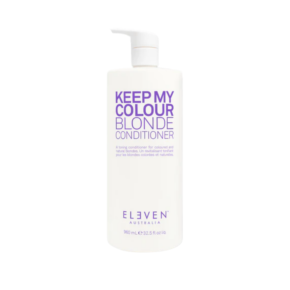 Flacon de l’après-shampoing Keep My Colour Blonde Conditioner d’ELEVEN Australia, texture crémeuse