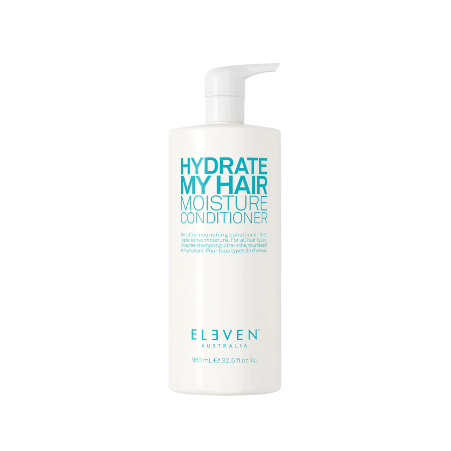 Flacon de l’après-shampoing Hydrate My Hair Moisture Conditioner d’ELEVEN Australia, texture crémeuse