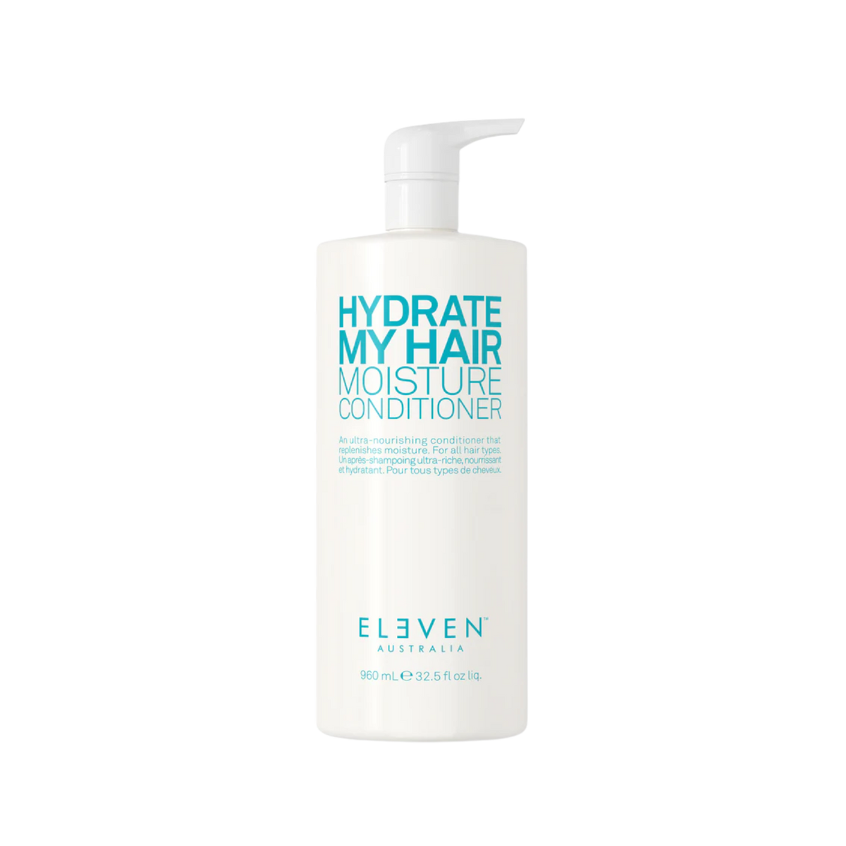 Flacon de l’après-shampoing Hydrate My Hair Moisture Conditioner d’ELEVEN Australia, texture crémeuse