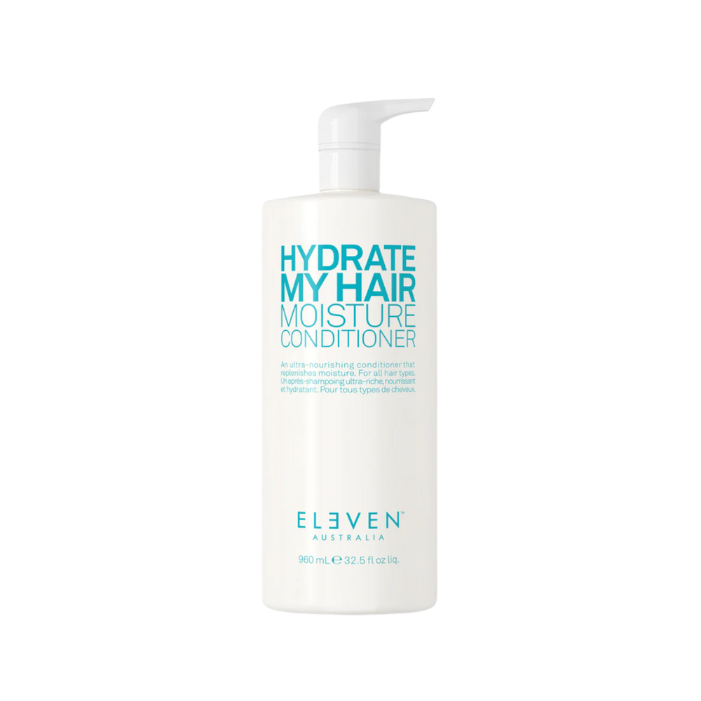 Flacon de l’après-shampoing Hydrate My Hair Moisture Conditioner d’ELEVEN Australia, texture crémeuse
