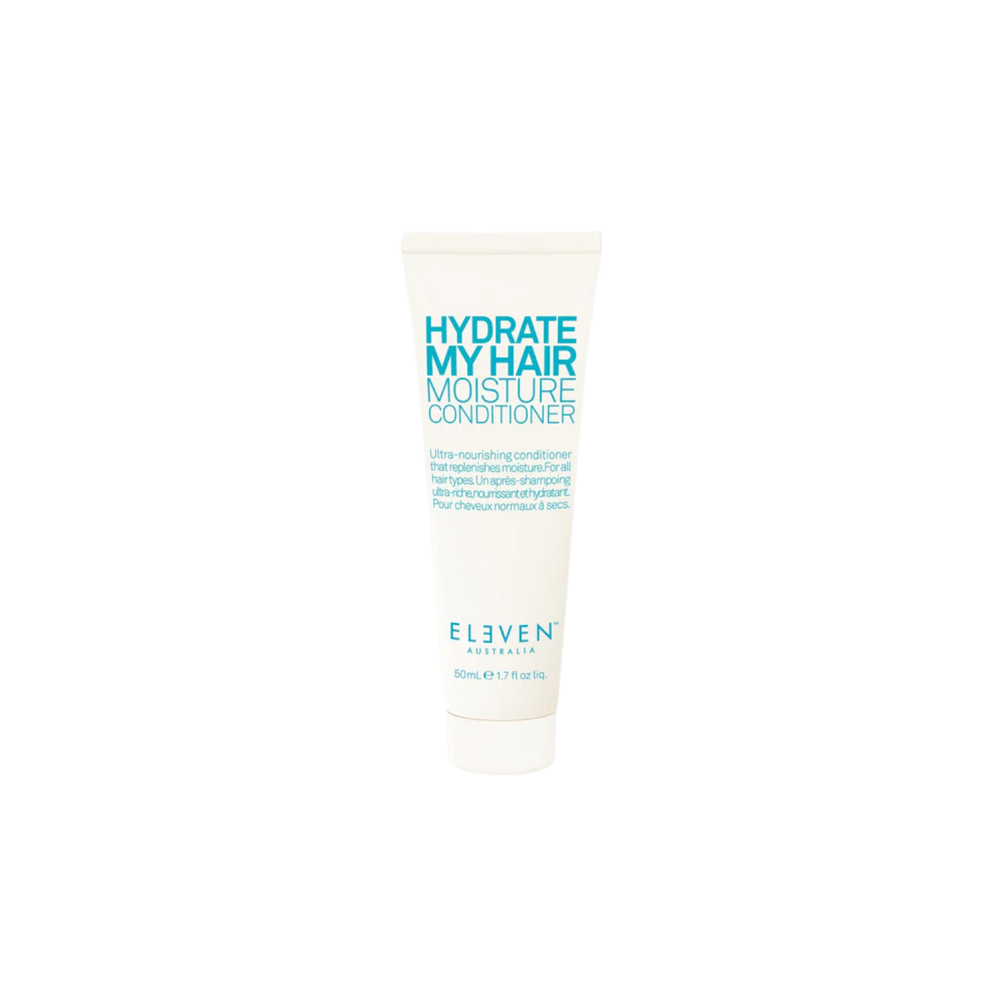 Flacon de l’après-shampoing Hydrate My Hair Moisture Conditioner d’ELEVEN Australia, texture crémeuse