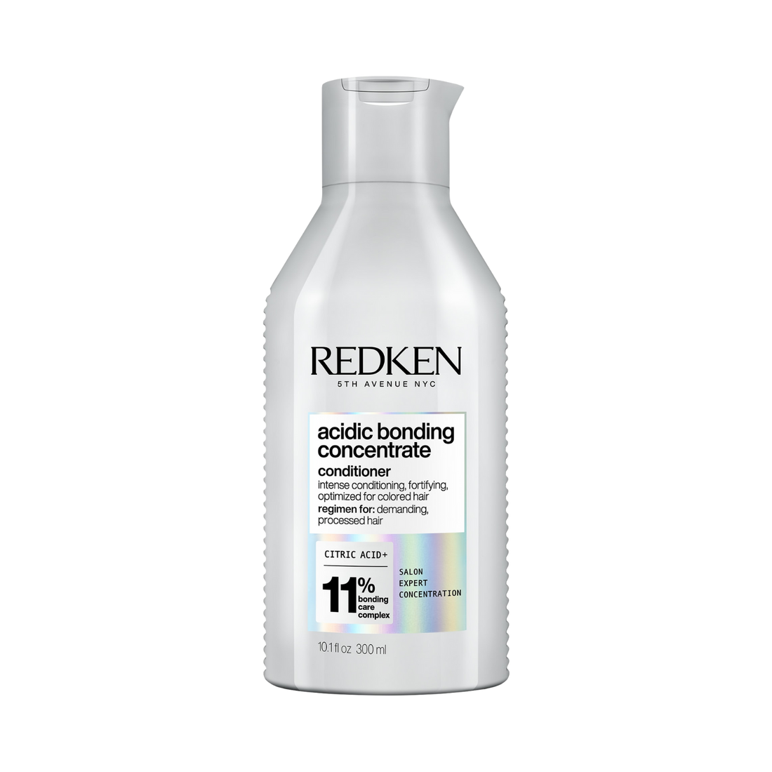 Tube ou flacon de l’après-shampoing Redken Acidic Bonding Concentrate sur fond blanc.