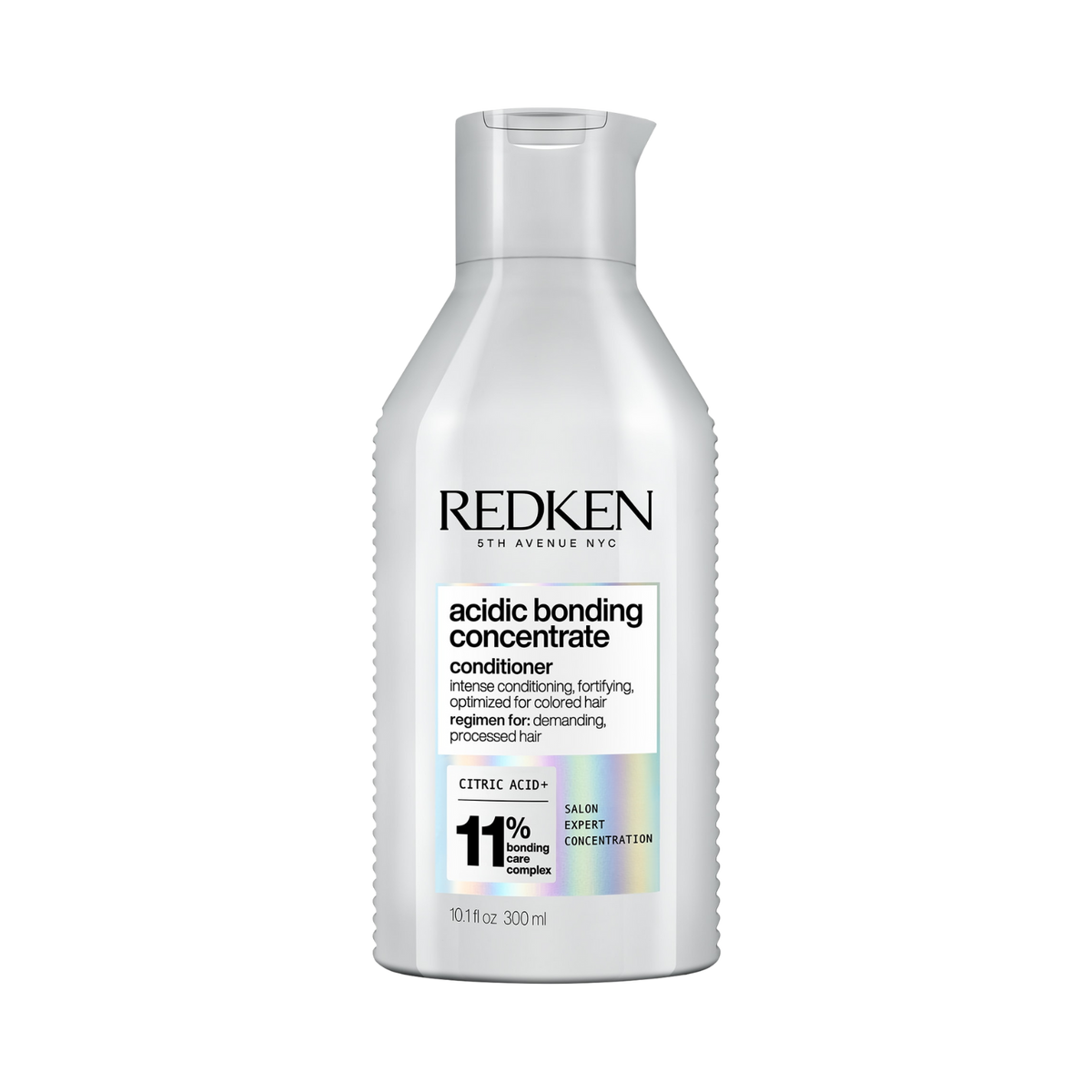 Tube ou flacon de l’après-shampoing Redken Acidic Bonding Concentrate sur fond blanc.