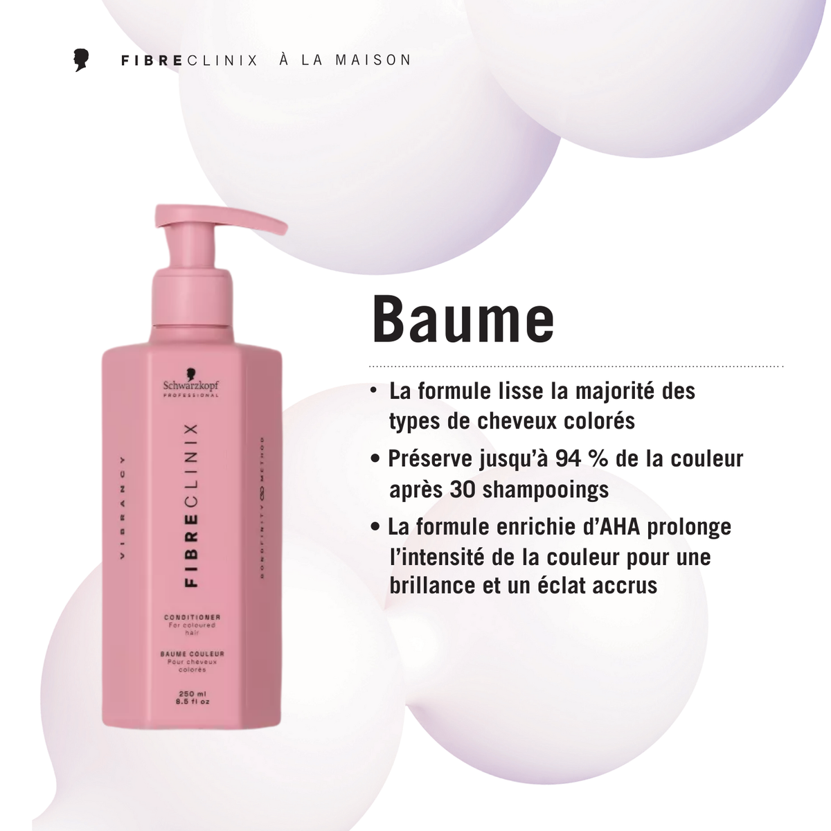 Conditionneur Schwarzkopf Fibre Clinix Vibrancy pour cheveux colorés, démêlant et protecteur de couleur.