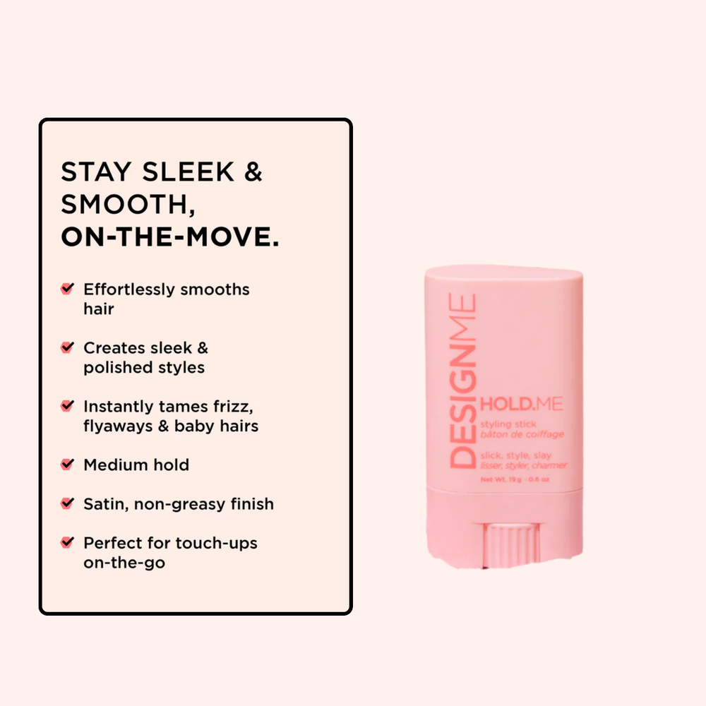 Bâton de coiffage vegan HOLD.ME DESIGNME – stick anti-frisottis format compact pour cheveux lisses et contours nets