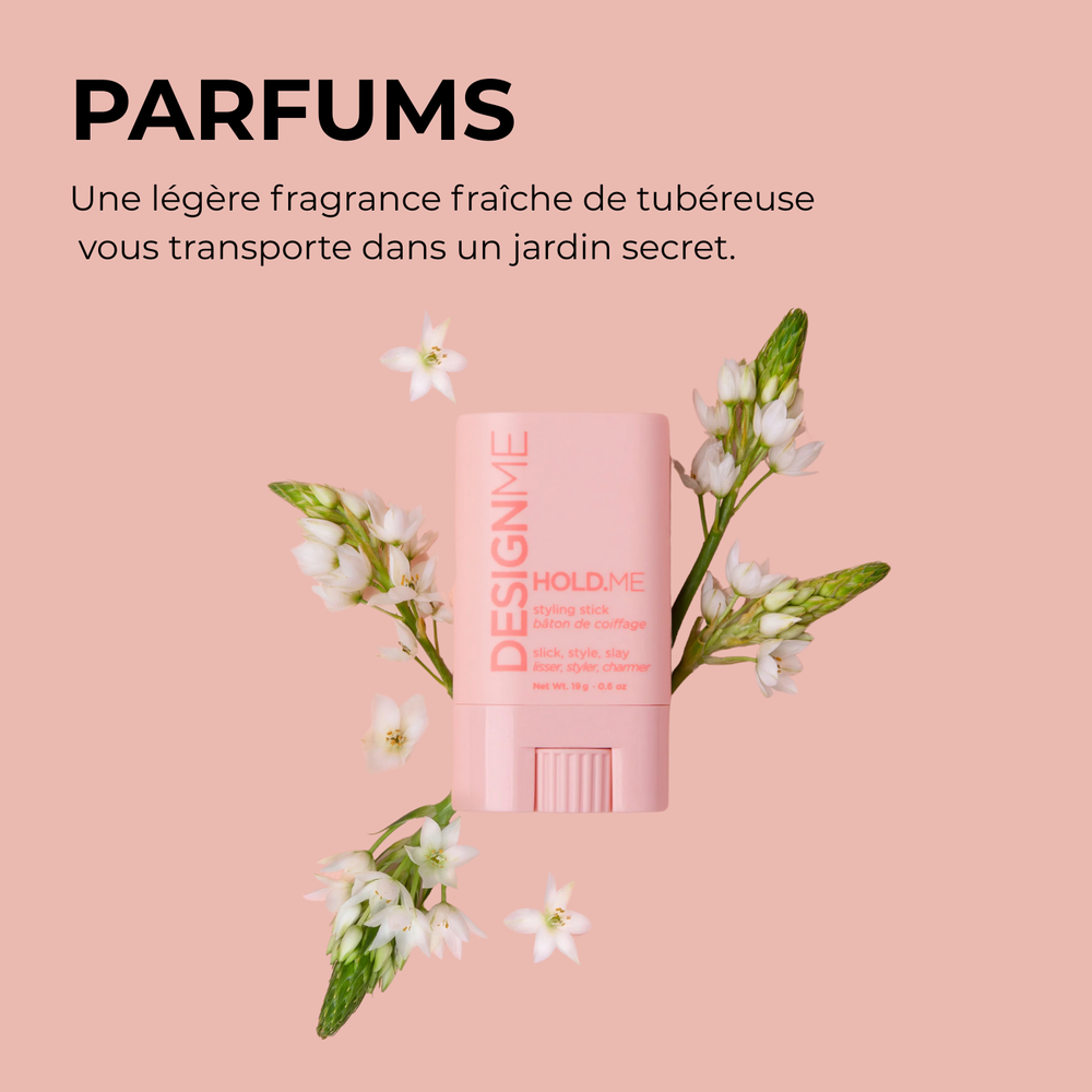 Bâton de coiffage vegan HOLD.ME DESIGNME – stick anti-frisottis format compact pour cheveux lisses et contours nets