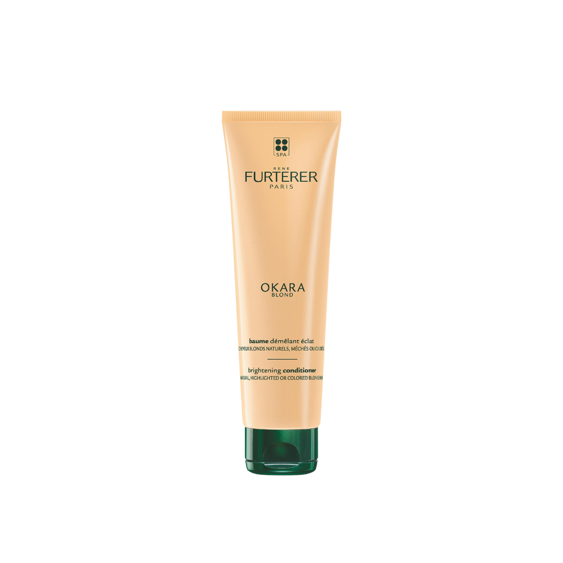 Tube 150 ml du Baume Démêlant Éclat Okara Blond René Furterer, soin sans silicone pour cheveux blonds naturels, méchés ou colorés
