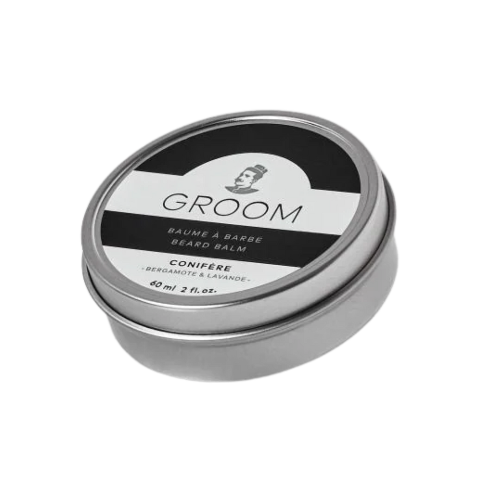 Pot 60 ml de baume à barbe Groom – cire d’abeille, beurre de karité, huile d’argan – soin nourrissant et coiffant pour barbe

