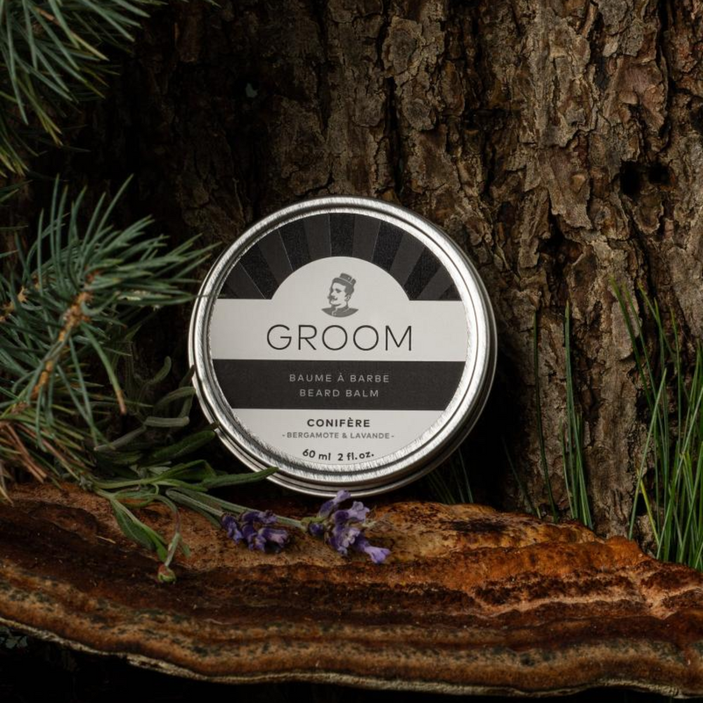 Pot 60 ml de baume à barbe Groom – cire d’abeille, beurre de karité, huile d’argan – soin nourrissant et coiffant pour barbe

