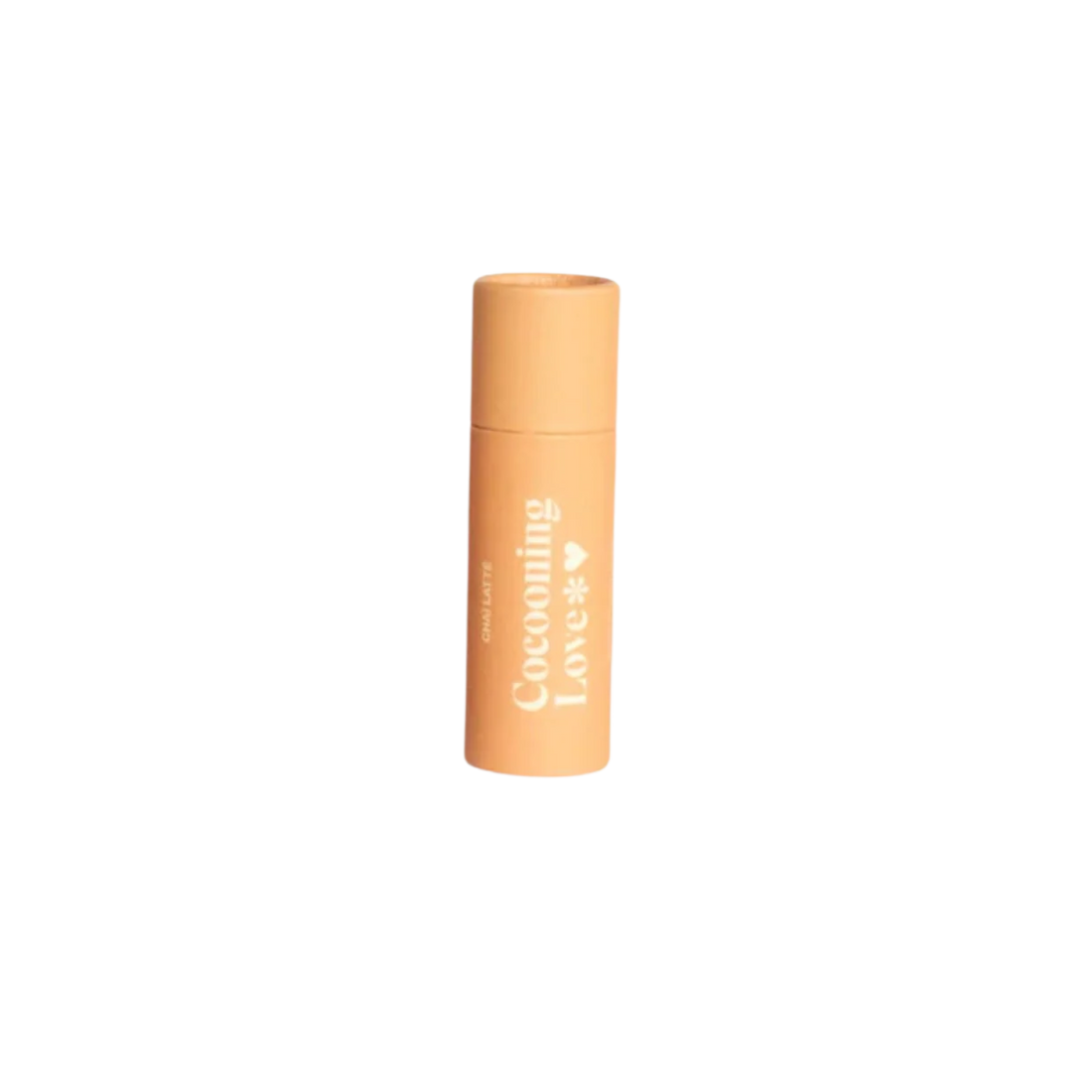 Tube en carton du baume à lèvres Cocooning Love saveur Chai, formule naturelle et végan.