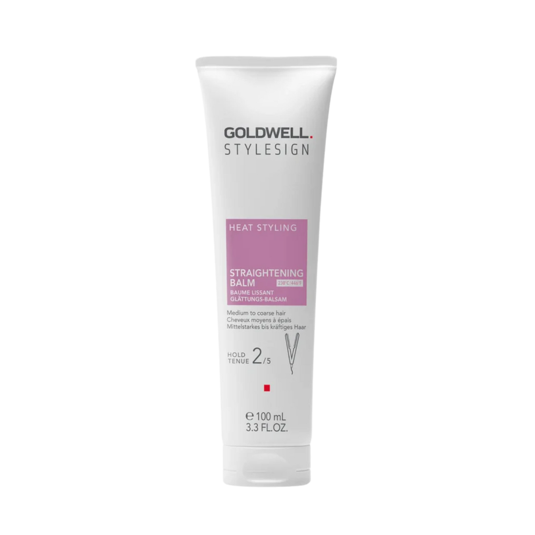 Tube de Baume Lissant Goldwell Stylesign 100 ml posé sur fond blanc