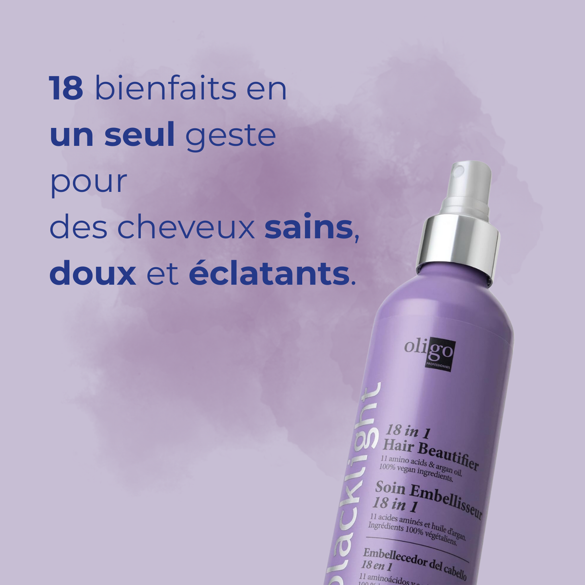 “Flacon Oligo 18‑in‑1 Hair Beautifier Blacklight – brume soin multi‑bienfaits”