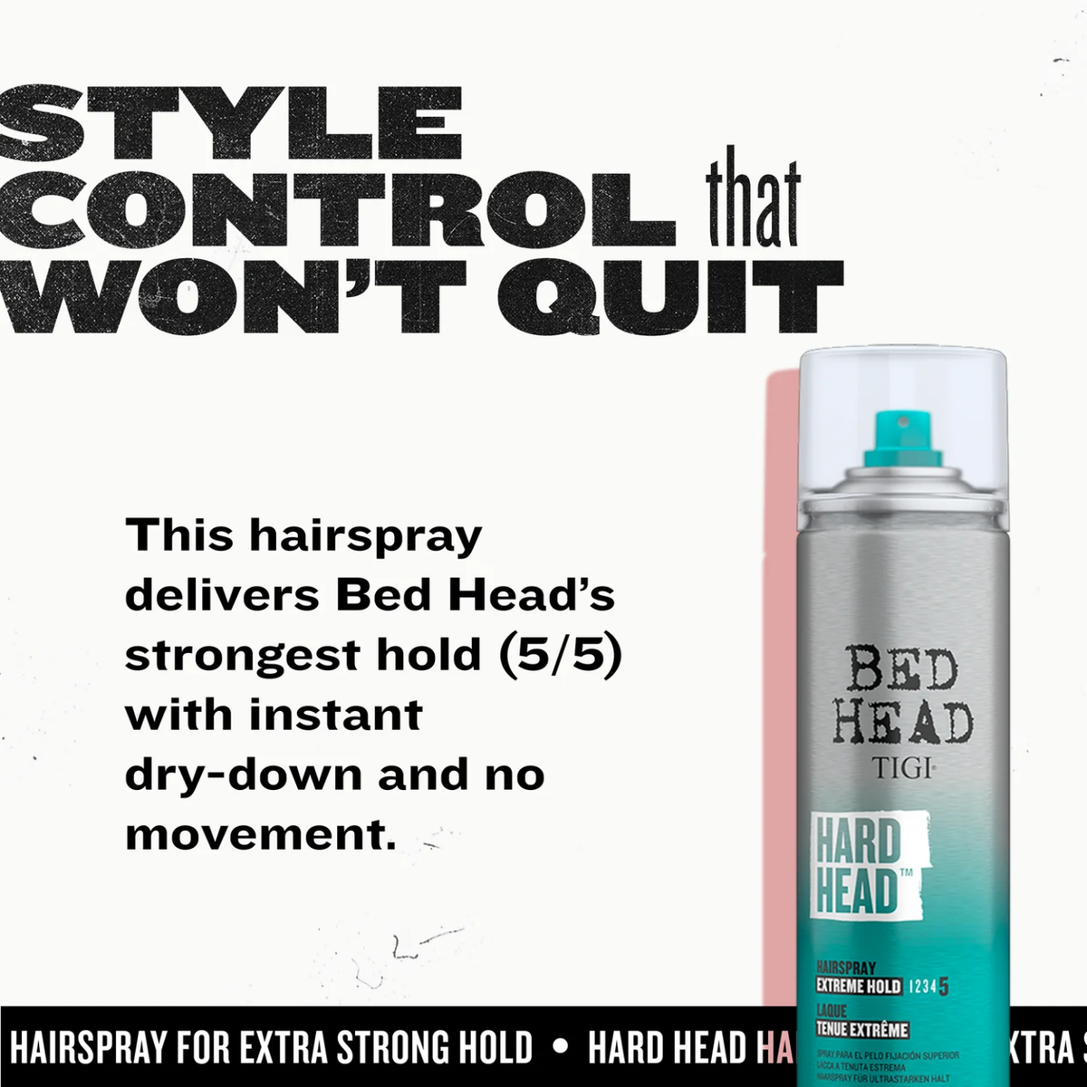 Laque fixation extrême Bed Head Hard Head coiffure tenue forte