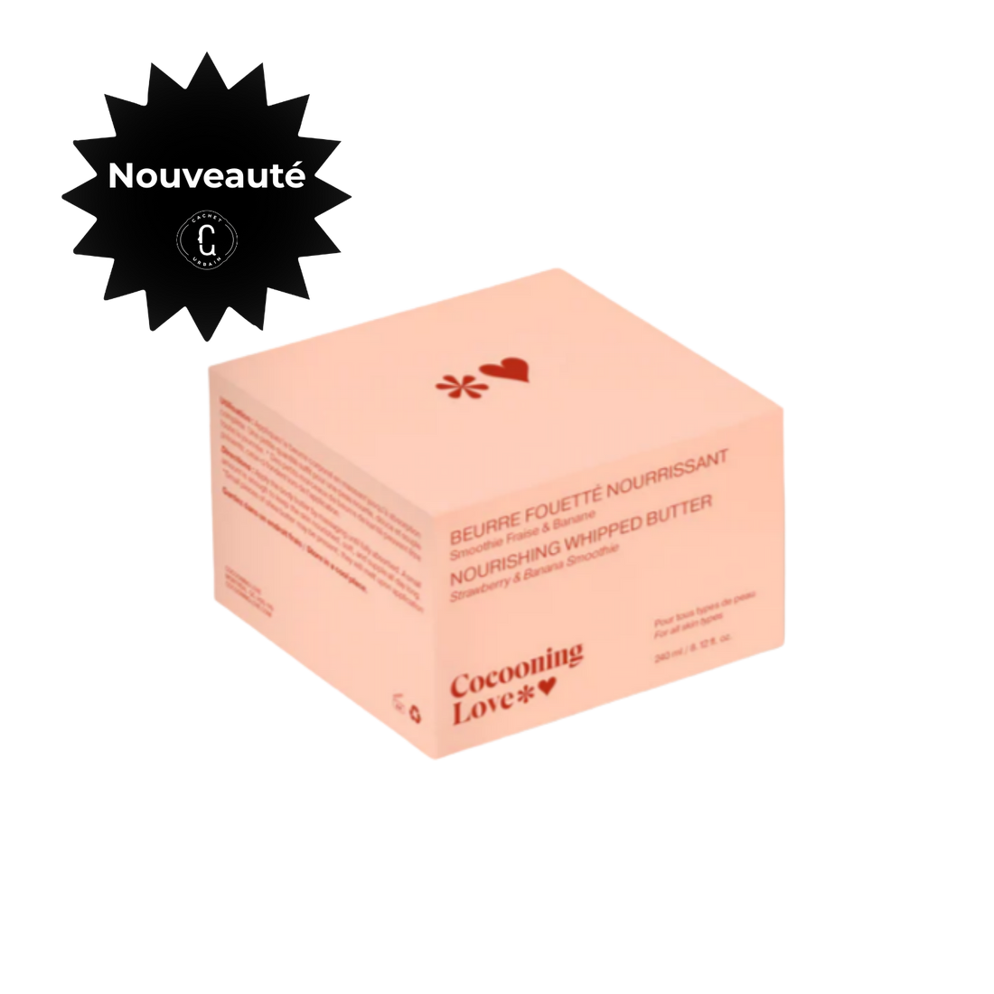 Beurre fouetté smoothie fraise et banane Cocooning Love pour peau douce et hydratée.